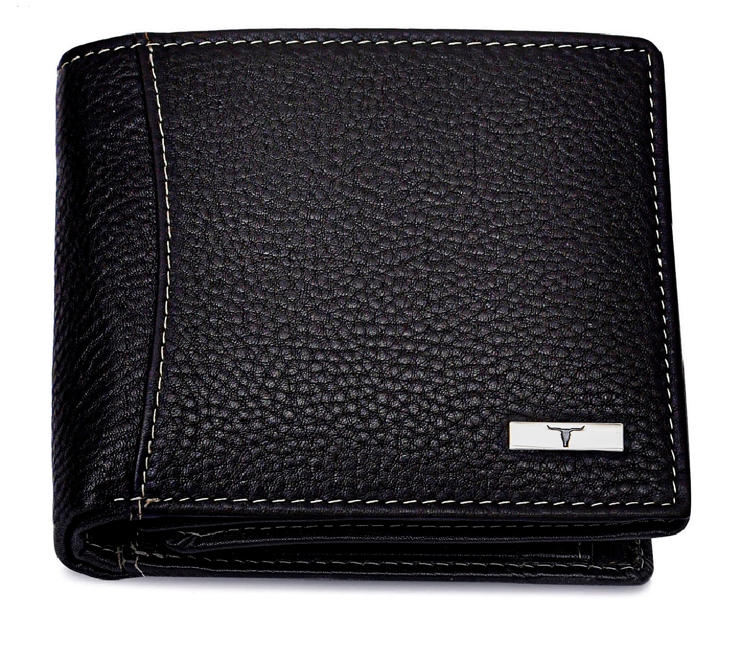 URBAN FOREST Oliver Black Leather Wallet for Men - Packed in Premium Wooden Box for Festive Gifting