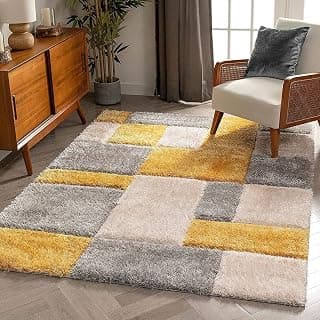 Gloy Home® Modern Polyester Fluffy Rug & Shaggy Carpet for Living Room, Bedroom, Guest Room (3x5 Feet, Model 07)