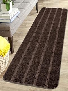 Saral Home Microfiber Stripe Antskid Runner 1pc (Brown, 50X180 CM)