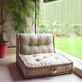 Urban Home Cotton Khadi Folding Lazy Sofa Pillow New Modular Sofa Floor Chair, Living Room Interior Home Decoration Furniture, Leisure Lounge Storage Ottoman