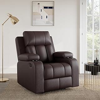 Amazon Brand - Solimo Pinnacle | Single Seater Sofa Recliner | Manual Recliner (Leatherette_Brown)