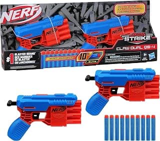Nerf Alpha Strike Claw Dual QS-4 Blaster Set - Includes 2 Blasters and 10 Official Nerf Elite Darts - Each Blaster Fires 4 Darts in a Row
