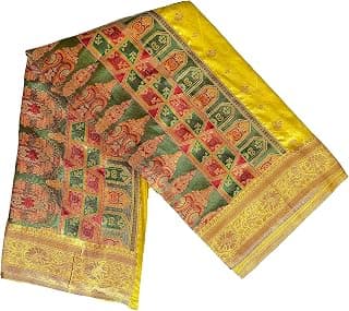 NK Textiles Women's Butti Woven with Heavy Meenakari Pallu Banarasi Silk Saree with Designer Blouse (2 COLORS)