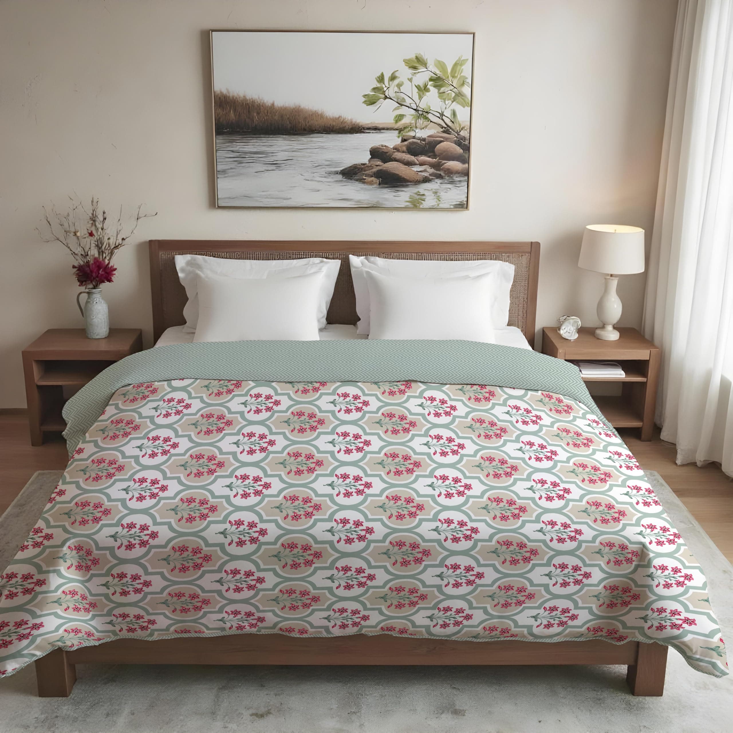 Wakefit Essentials All Season Dohar | Double(90x88 Inch) | 110 GSM | 100% Cotton | Reversible Design | AC Blanket | Safira, Multicolor