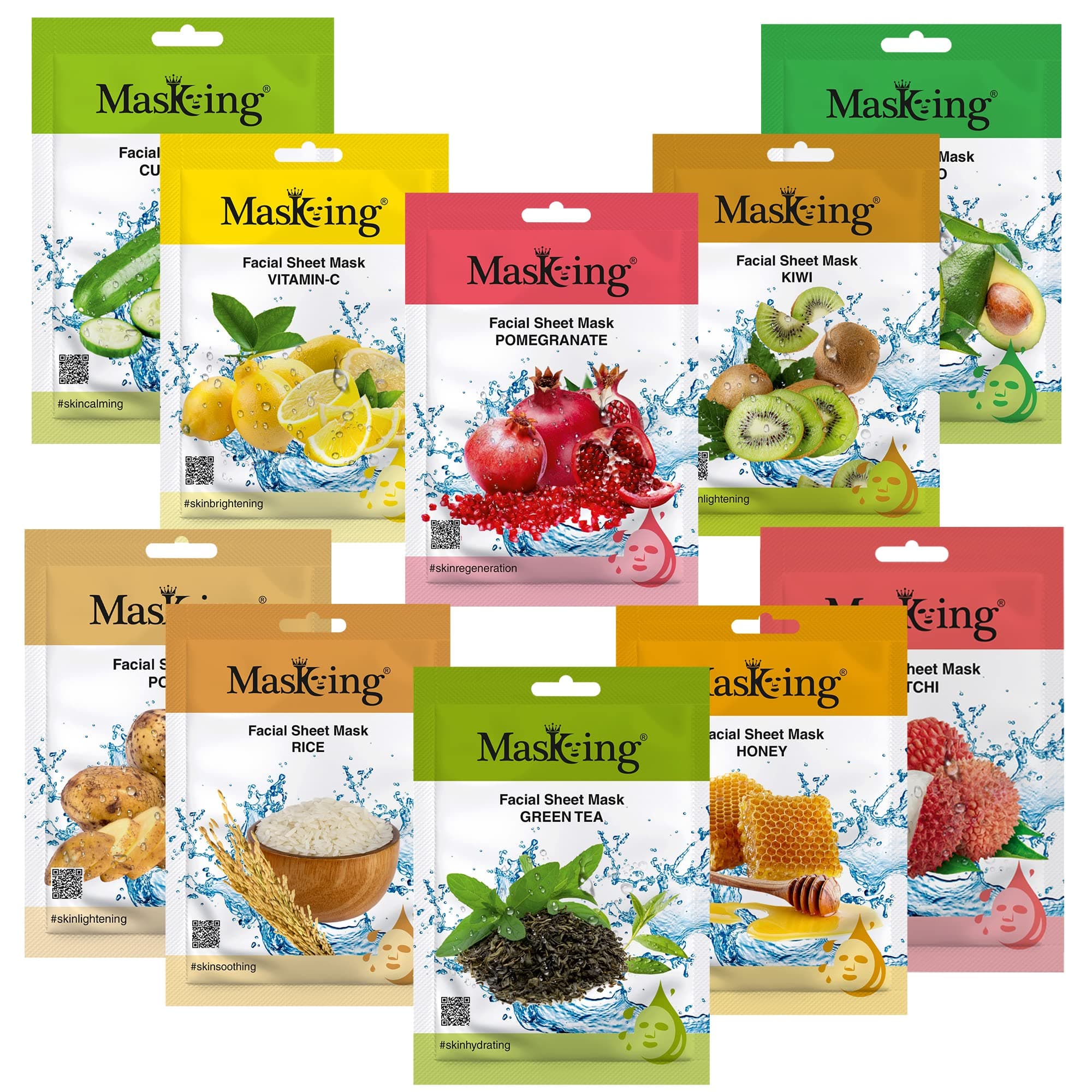 Masking Beauty Facial Sheet Mask for Glowing skin | Natural Sheet Mask | Face sheet Mask for Women Combo Pack of 10