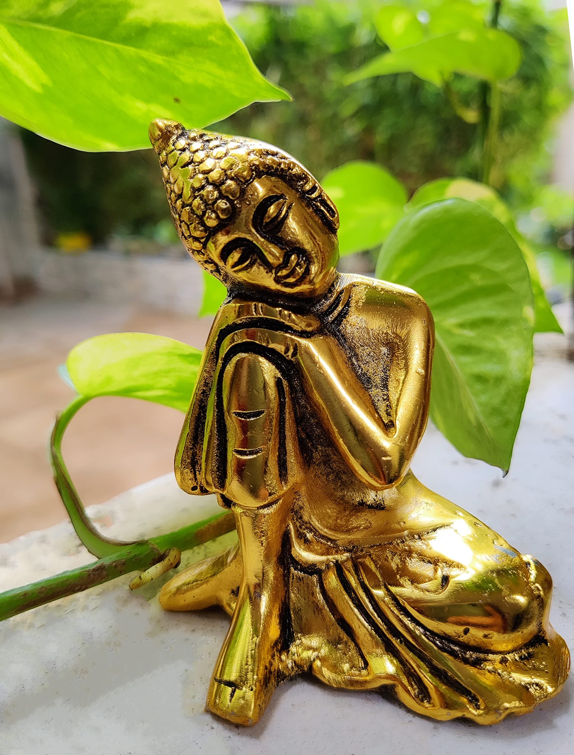 Wonder Care Napping Buddha Statues for Home Decor feng Shui Metal Golden Sleeping Buddhism Statuary Small Budda, Peaceful, Meditation, Zen, Yoga, Buddha Gift Items