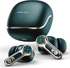 GOBOULT Raven in Ear TWS Earbuds with 70H Playtime, App Support, Quad Mic ENC, 50ms Ultra Low Latency, Dual Device Pairing, 10mm Driver, Bluetooth 5.4 Wireless Earbuds (Emerald Green)
