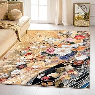 ishro home Premium Carpet for Hall | Rugs for Living Room | Love at First Sight Carpet | Anti-Skid | Machine Washable | Non-Shedding|Non- Fading| (Aurelia Petals, 3' x 5' (Rectangular))