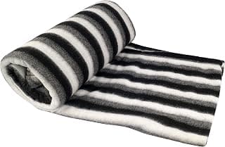 Zacharias Black and White Stripe Single Bed AC Fleece Blanket (Size :Single :60X90 Inch) Pack of 1