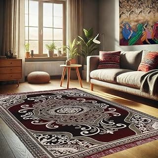 RVS DECOR Cotton Carpet for Living Room 4x6 Feet | Soft Cotton Carpet for Hall & Bedroom | Rug for Living Room, Home | Designer Dari for Floor 124x184 cm | Non-Slip, Trendy & Durable Kalin