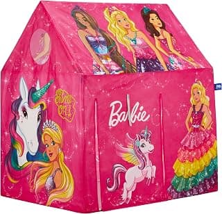 Amazon Brand Jam & Honey Kids Play Tent House, Barbie Theme, BIS Safe for Kids, Foldable Portable Indoor Outdoor Playhouse Tent for Girls Boys Age 2+ Years, Easy Assembly