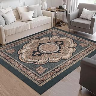 Cotton Bolls Textiles Rugs for Living Room 5x7 Feet Large Size | Lightweight Foldable Carpet for Bedroom & Hall | Easy to Handle During Daily Cleaning | Travel Friendly Printed Rug | Grey