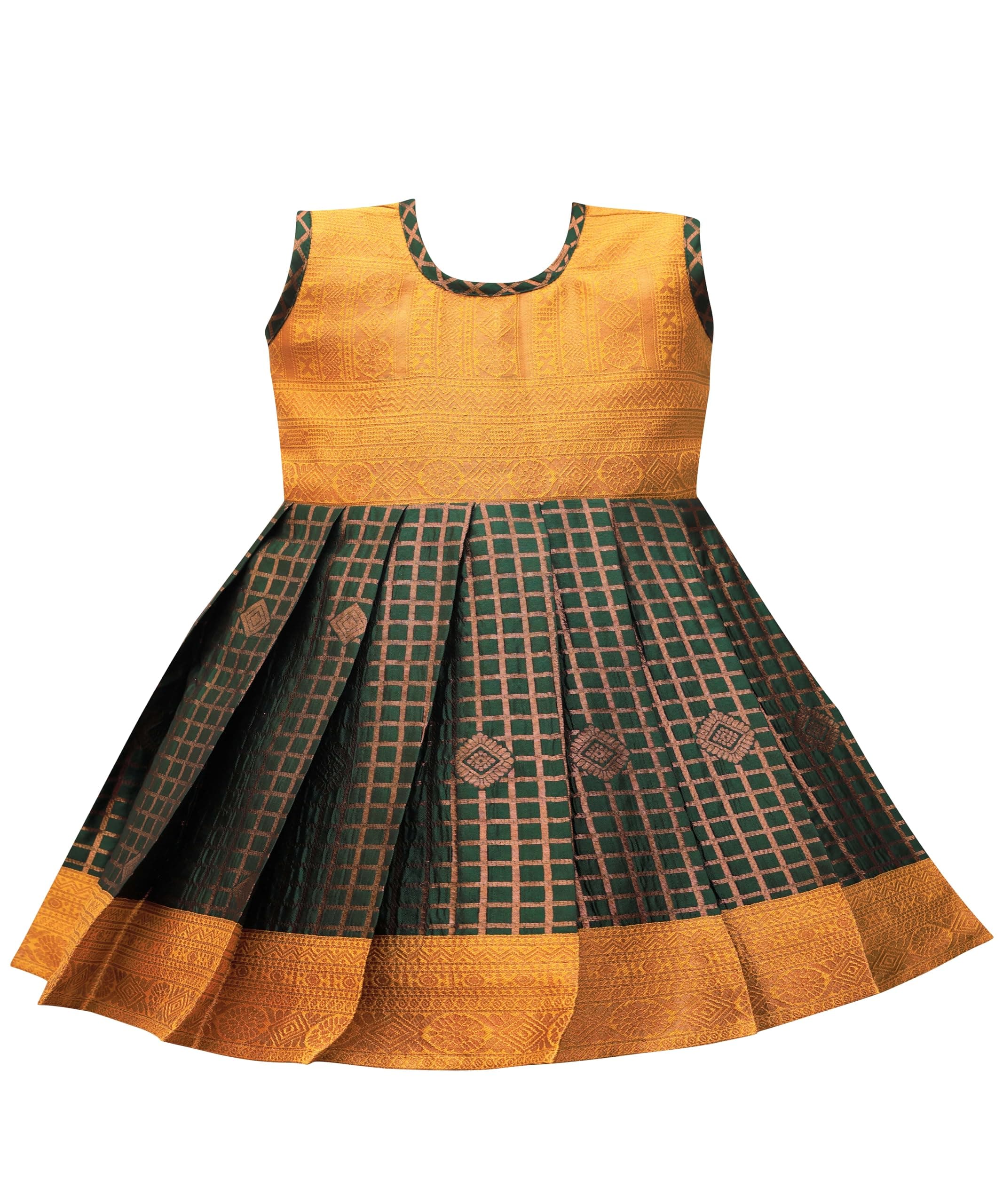 Suzvan Baby Girl's South Indian Traditional Pattu Pavadai Jacquard Silk Lehenga Choli