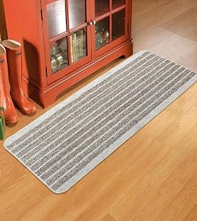 Saral Home Super Polyester Durable & Washable Multipurpose Runner for Home/Kitchen/Living Area/Lobby/Office Entrance with Anti Skid Backing (Silver, 65 Cm X 120 Cm)