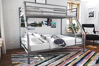 Novogratz Maxwell Metal Bunk Bed, Twin/Full, Grey, Matte