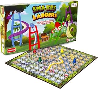 Funskool Snake & Ladders, Strategy Game, Board Game for Kids, Adults, Families, Educational, Fun, 2 to 4 Players, Family Fun, Learning Activity Toy for Childrens, Gift Set for Kid, Ages 5+ Years