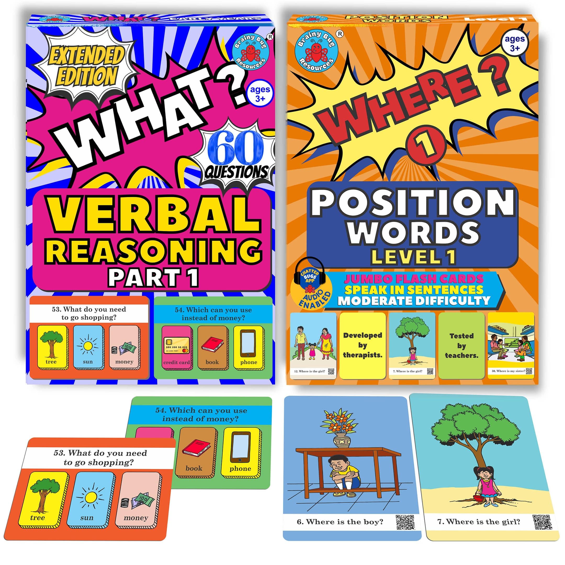 Brainy Bug Where? & What? Questions | Age 3+ | Created by speech therapists. Builds WH questions, comprehension & reasoning. For learning and gifting.