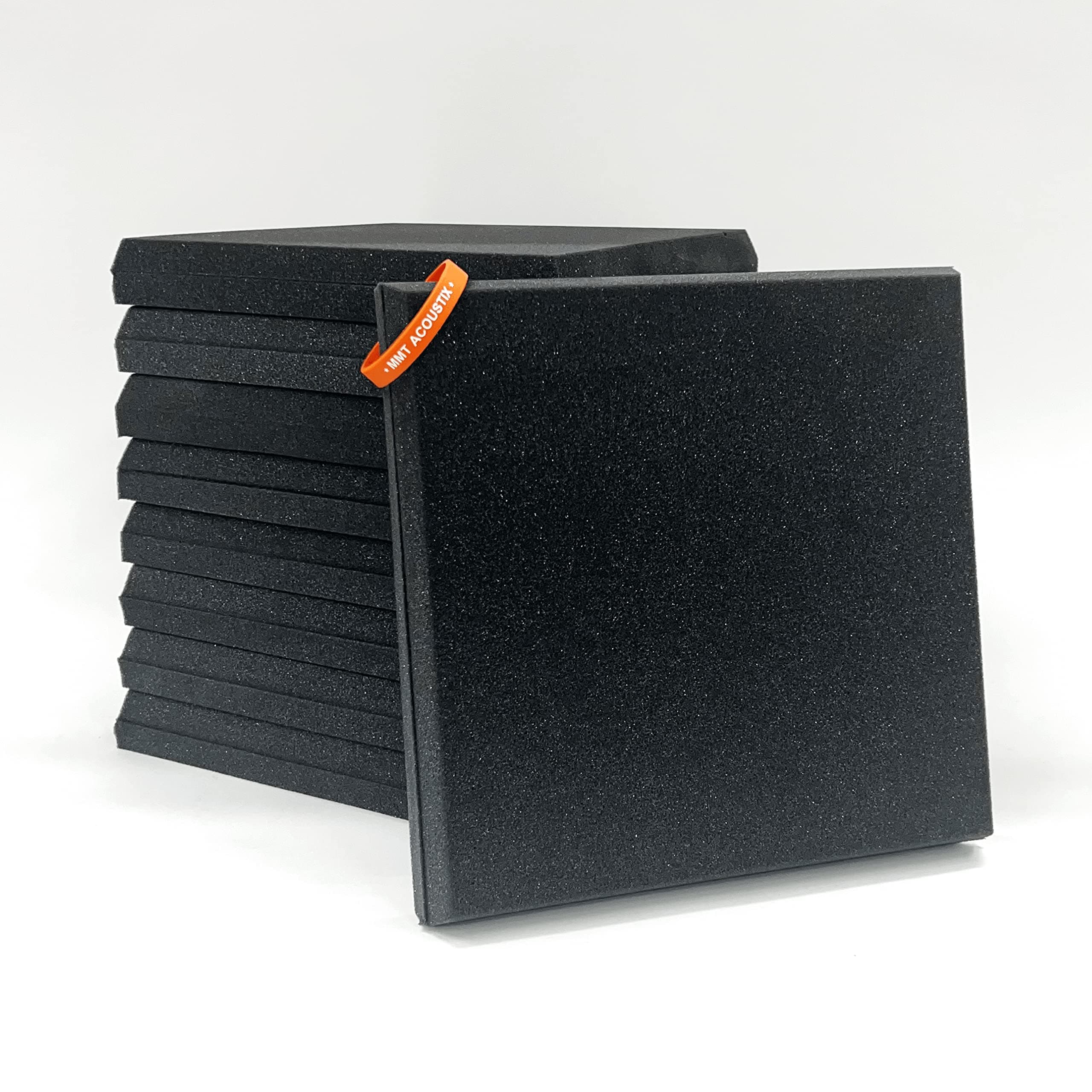 MMT Acoustix® Boxer Soundproofing Acoustic Foam | Beveled Edges, High Absorption, High Density | 12"x12"x1.5" (9 Pieces, Pro Charcoal)