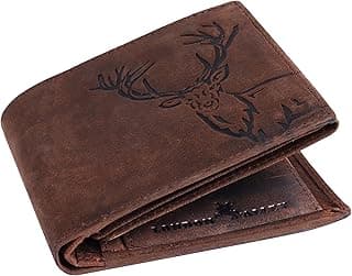 LONDON ALLEY Elk Vintage Brown Leather Wallet for Men, 6 Card Slot | RFID Blocking