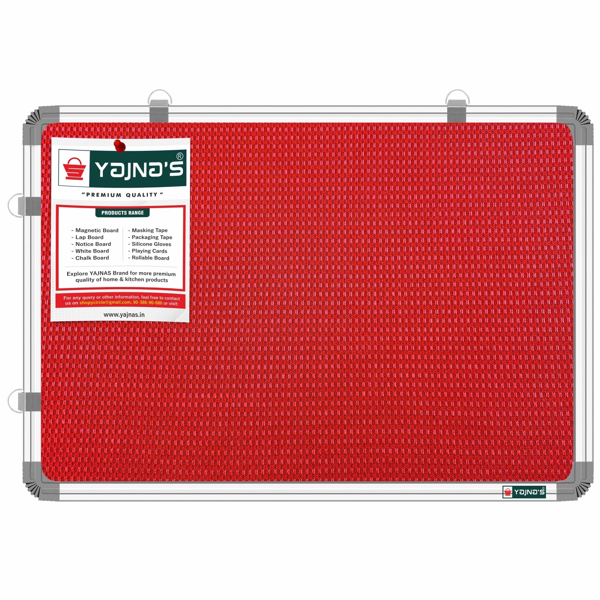 YAJNAS 1.5x2 Feet Notice Premium Material Pin-up Board/Pin-up Board/Soft Board/Bulletin Board/Pin-up Display Board for Office, School and Home, (Red, Pack of 1) (1.5 x 2 Feet, Red)