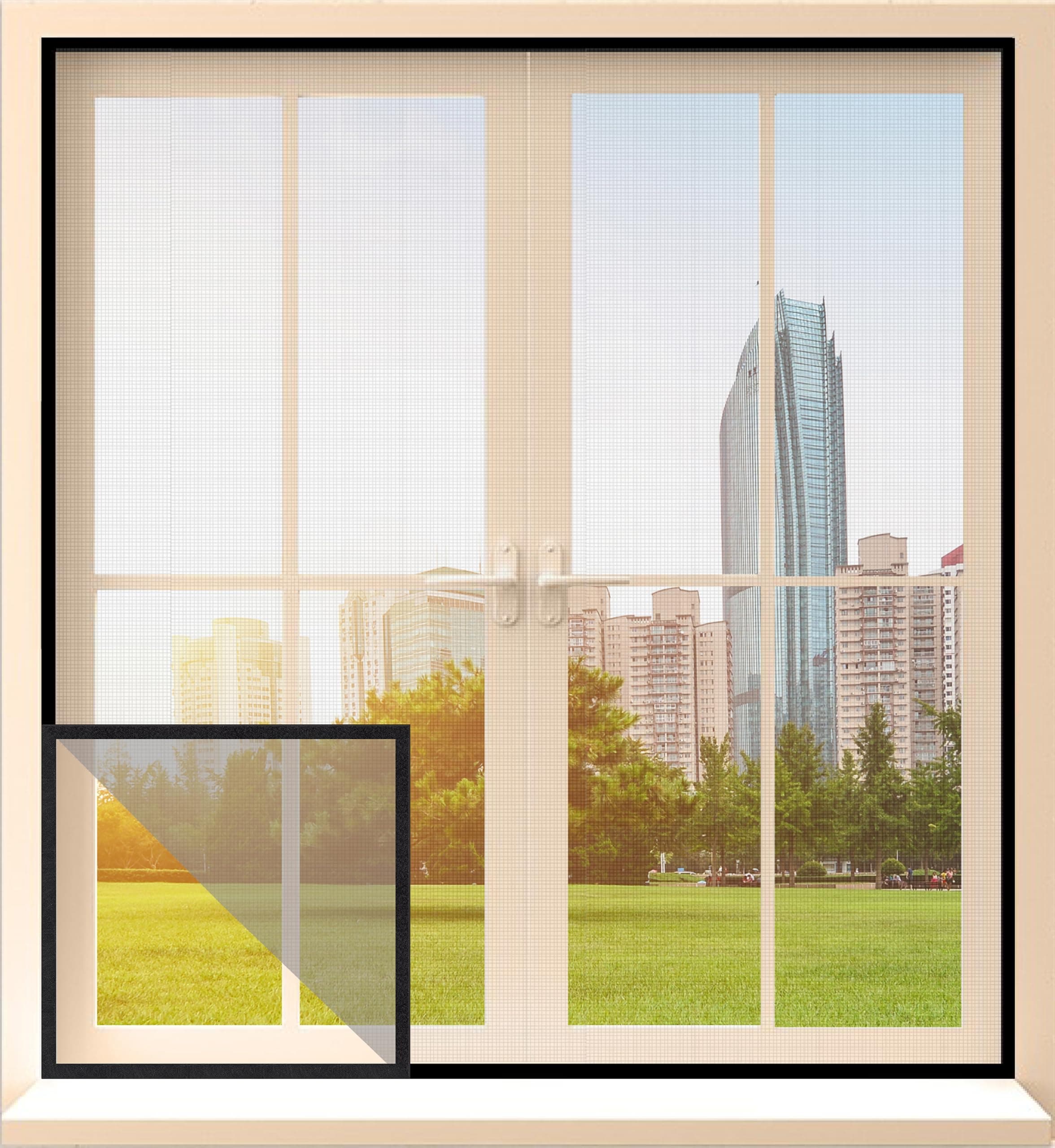 Classic Mosquito Net for Windows | 70X70 cm | 120 GSM Fiberglass Mesh |Pre Stitched Window Net for Home | Self Adhesive Hook & Loop Easy Install | Protection from Mosquitoes & Insects |Black