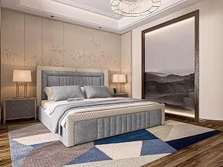 Modern Upholstered King Size Bed with Box Storage for Bedroom | Wooden Double Bed with Storage | Platform Cot Bed with Upholstery Premium Fabric | 6.5 x 6 Ft | Sheesham Wood (Battleship Gray)