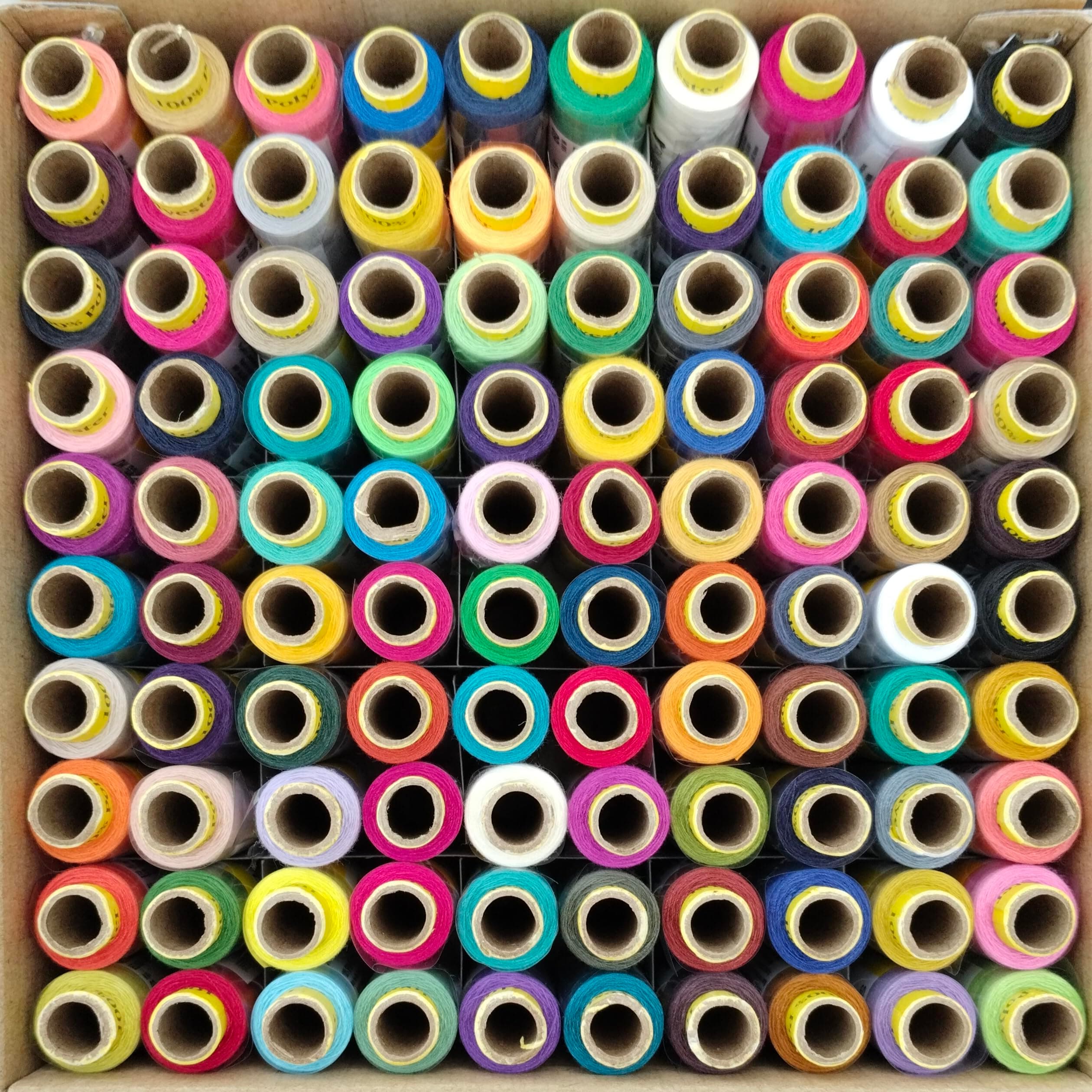 DK Threads Sewking Threads 2 PLY Polyester Sewing Thread Assorted Thread Box | Multicolored Thread Spools - 180 Mtr (100 Colors, Set B)
