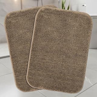 Saral Home Solid Soft Microfibe Antiskid Bathmat 2Pc,(Taupe, 35X50 CM)