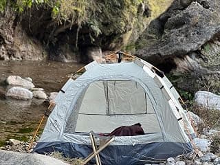Captain Tent Ideal for 2 Persons | Easy Setup for Picnic, Travel, Hiking, Trekking, Outdoor Camping | Waterproof and Windproof Tent (Off White)