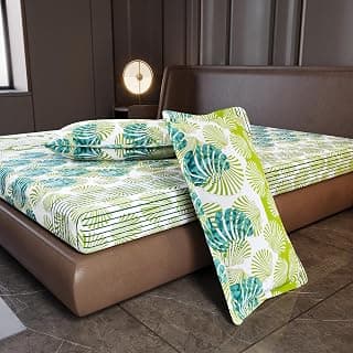 Divine Casa 100% Cotton 144 TC King Size Bedsheet with 2 Pillow Covers | Soft Skin Friendly Breathable Bedding Set | Printed Bed Sheet for Bedroom | 270 x 270 cm (Deep Aqua, Geometric)