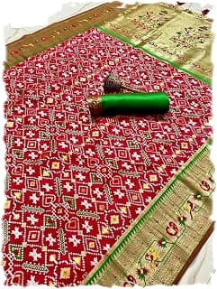 Pandadi Saree Women's Dark Pink Pure Soft Kanchivaram Paithani Silk saree With Unstitched Blouse Piece