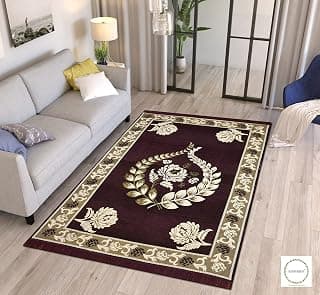 Chenille Carpet/Velvet Touch Runner/Carpet for Living Room, Bedroom,Yoga Hall, 5 ft x 7 ft, Wine Color