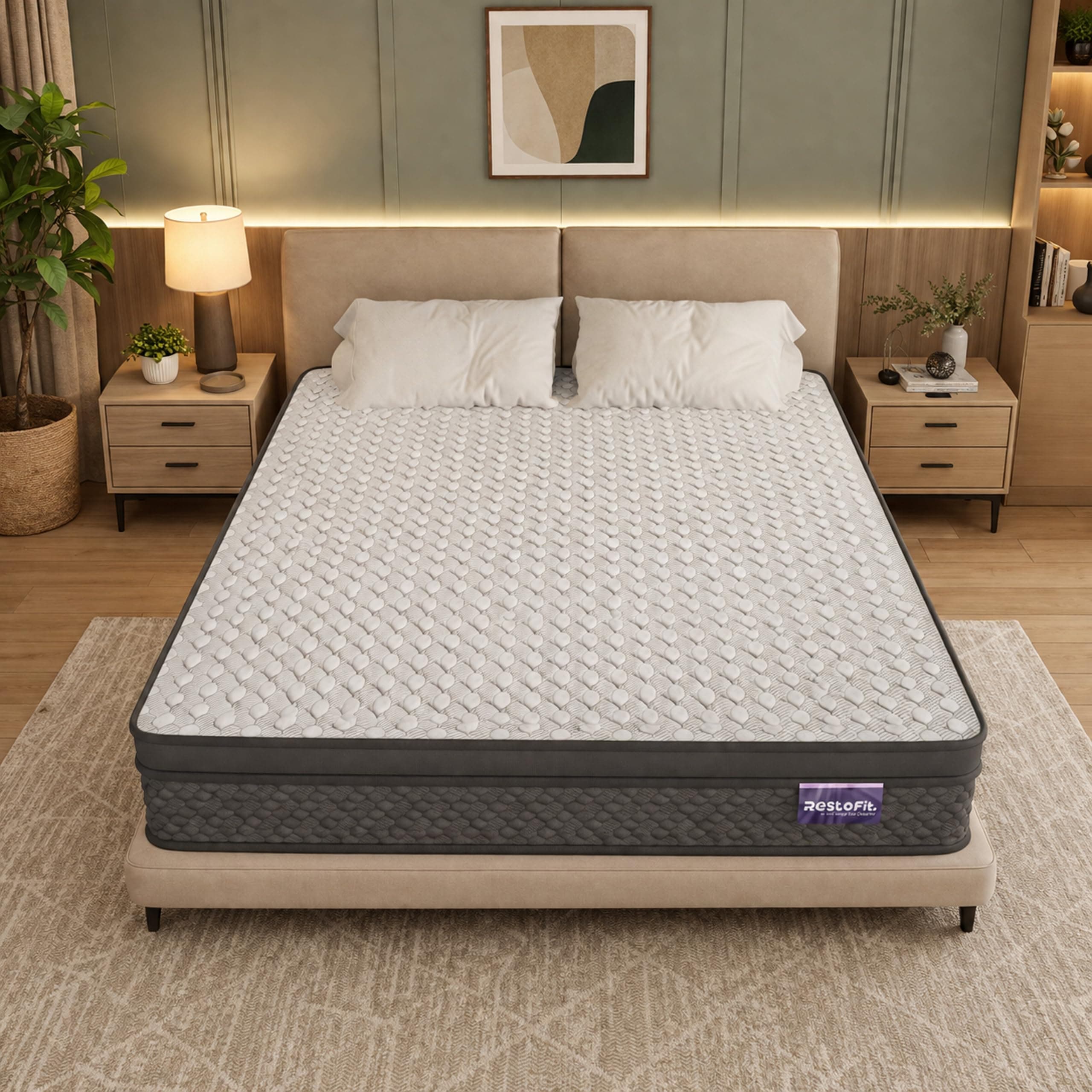 RESTOFIT Premium Euro Top Cloud 10 Inch Double Orthopedic HR Foam Mattress (75x48x10) | Medium Firm Comfort | Breathable Viscose Cotton Fabric | Pressure Relief | 11-Year Warranty