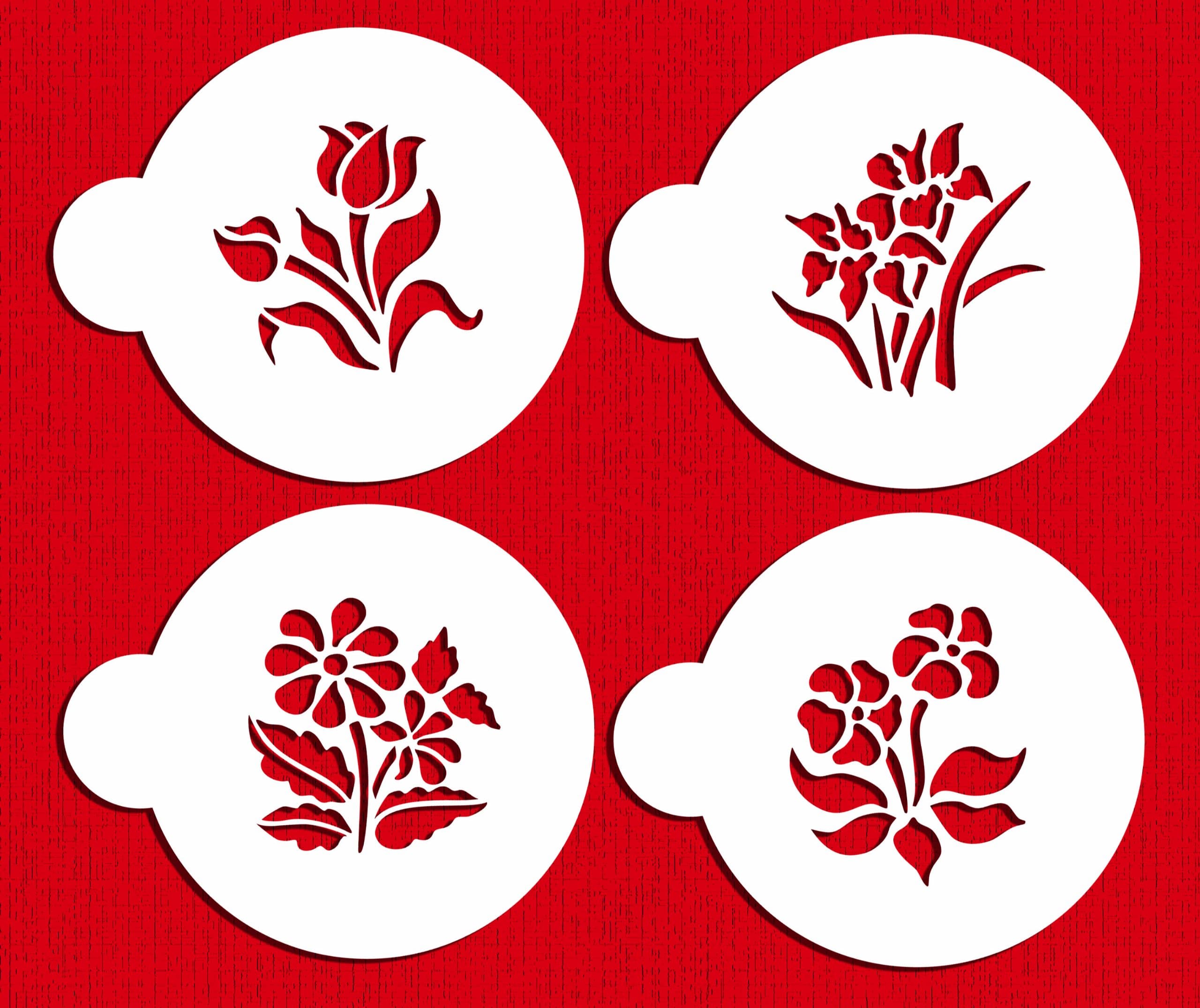 Designer Stencils C352 Botanical Flowers Cookie Stencils, Small, Beige/Semi-Transparent