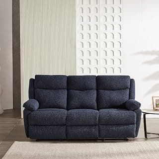Amazon Brand - Solimo Stanovo Manual 3 Seater Fabric Recliner (Blue)