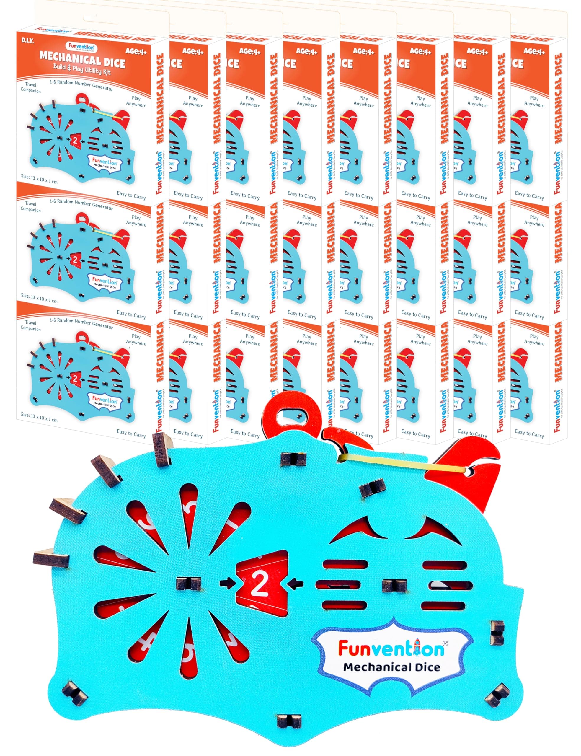 Funvention (Pack of 24) DIY Mechanical Dice (1 to 6) Random Number Generator - Board Game Companion - Birthday Return Gifts Pack