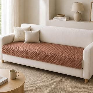 HomeStrap 3 Seater Sofa Cover for Living Room | Quilted Velvet Sofa Cover with Polyester Back | Soft Lint-Free Sofa Seat Cover | Dust, Scratch Protection | Brown