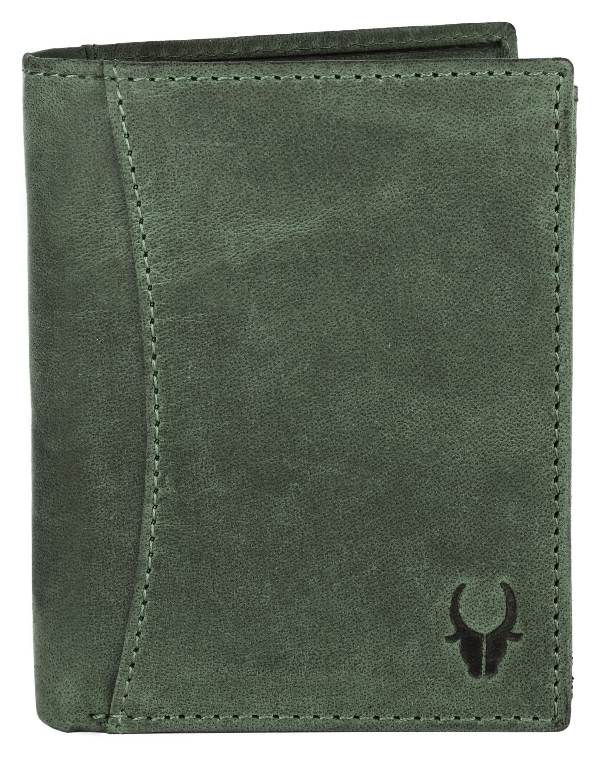 WildHorn Men's Top Grain Portrait Leather Ultra Strong Stitching Handcrafted Wallet with 2 Transparent ID Windows Slots, 11 Card Slots and Zip Compartment