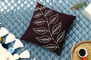 Cotton 16"x16" Inch Square Emboridery Cushion Cover for Decor Living Room Bedroom Sofa Couch Indoor Outdoor Farm House