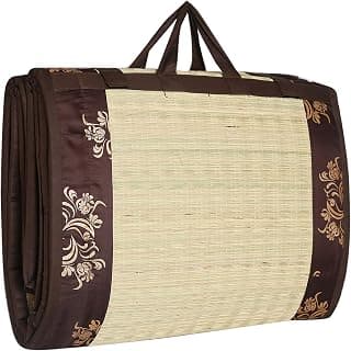 CRAFT OF INDIA Cotton Cushion Sleeping Foldable Mat, 4x6ft, Brown