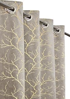 Homefab India Velvet Curtains Room Darkening - Window 5 feet, Pack of 2 Panels, Grey