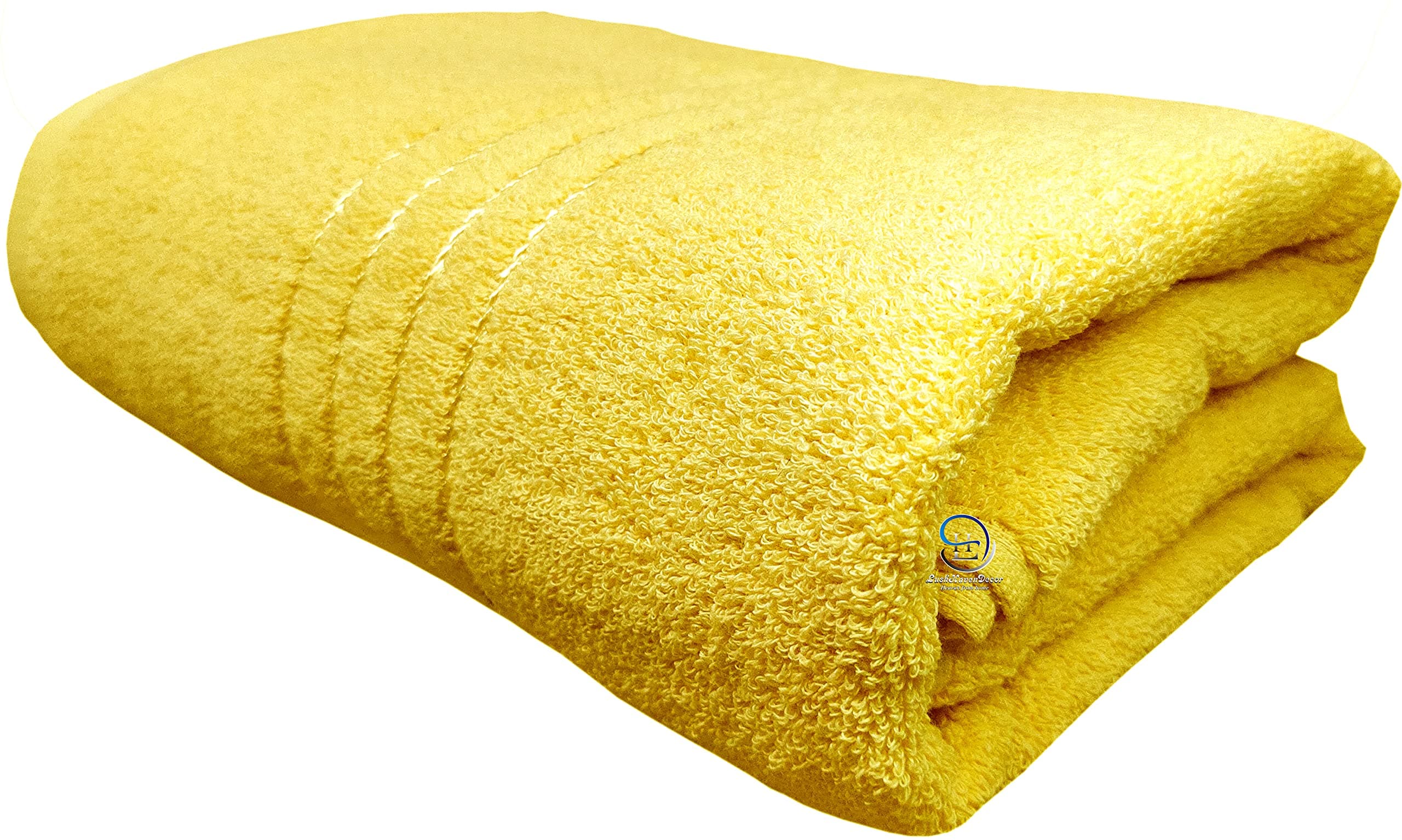 LushHavenDecor 450GSM Extra Large Big Men Bath Towel for Man and Woman Pure Cotton Full Size XXXL Ultra Soft, Absorbent & Quick Dry Towel 36x72 inch (3 X 6 Feet), Yellow