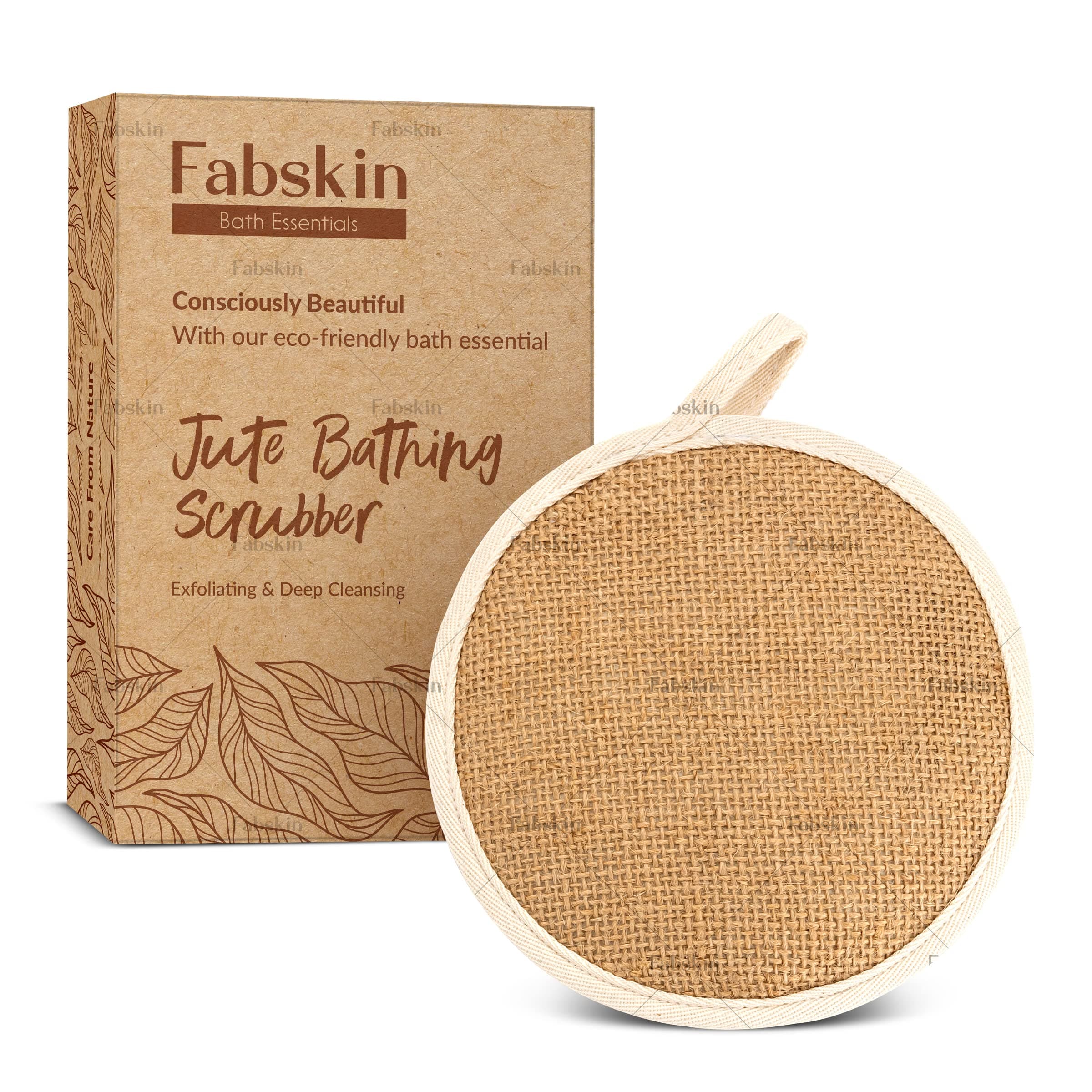 Fabskin Loofah Body Bath Scrub/Scrubber For Bathing | For Men & Women | Made of Natural Organic Jute Fabric | Exfoliating & Deep Cleaning