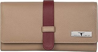 URBAN FOREST Danny Beige/Red Leather Wallet for Women