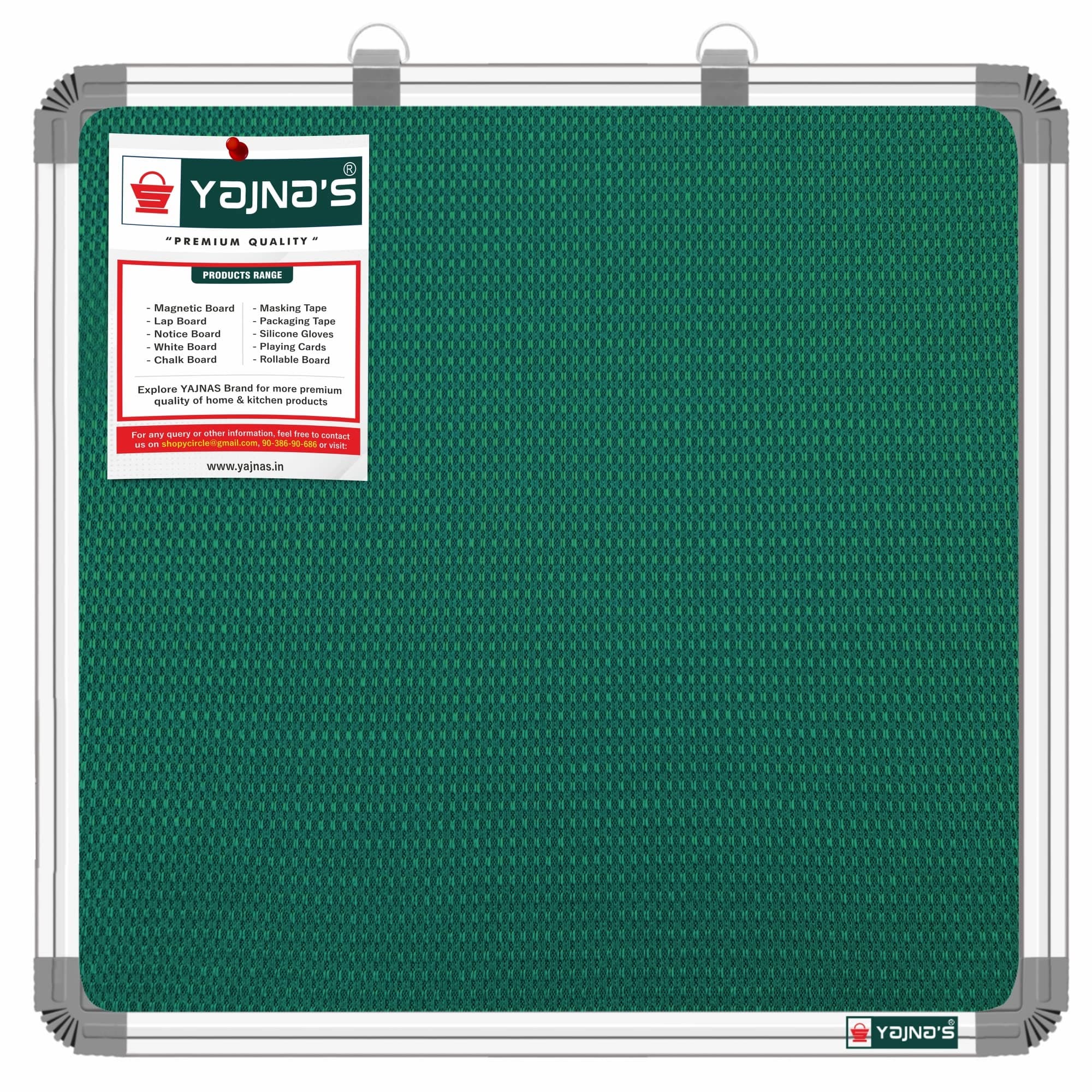 YAJNAS 2x2 Feet Premium Material Notice Pin-up Board/Pin-up Board/Soft Board/Bulletin Board/Pin-up Display Board for Office, School and Home, (2 x 2 Feet, Green (Pack of 1))