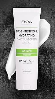 PROWL by Tiger Shroff Brightening and Hydrating Sunscreen SPF 50 PA++++ with Niacinamide for Oily, Dry, Acne Prone Skin for Men Protection | No White Cast Face Sun Screen | Non-Greasy Texture Gel Suncream | Sweet Musk | 50ml