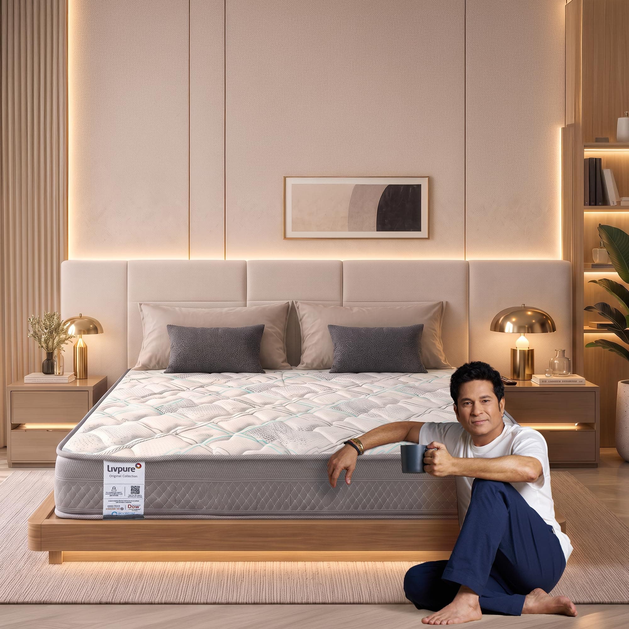 Livpure Smart Ortho CURVX Memory Foam Orthopedic Mattress|Cal King 72x84x6 | Medium Firm with Back Support|5D SleepTech Crafted Zones|Premium Quilted Neon Fabric|10 Years Warranty|6 Inch|King Size Bed