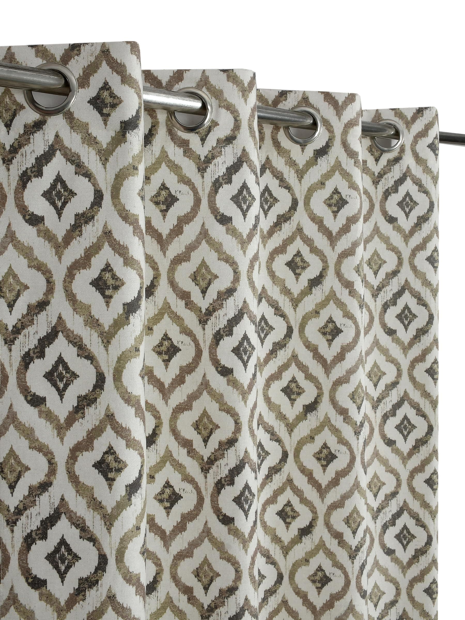 NACIA Cotton Room Darkening Printed Eyelet Curtains for Door 4.5 x 7 Feet | Geometric Printed Curtain Panel for Living Room and Bedroom | Grommet Window Drapes (Wave Multi, Pack of 1)