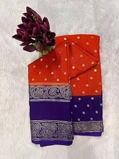 Generic Exclusive fancy chiffon wear saree featuring foil print design with stylish contrast border and matching foil print blouse piece