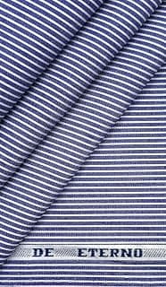 Raymond Sky Blue Striped Cotton Shirting Fabric, Fine & Soft, Formal Wear (1.70 Meter Cut)